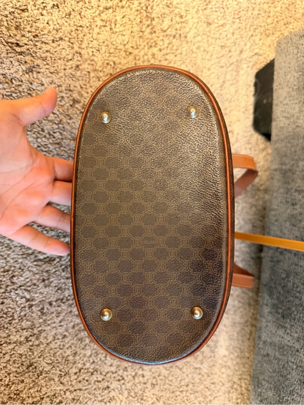 Authentic Vintage Celine Macadam Leather Bucket Purse